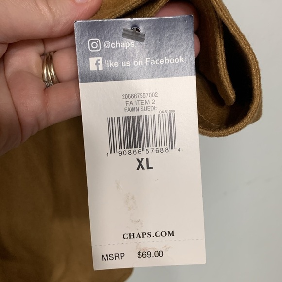 Chaps New Long Sleeve Faux Suede Button Down Shirt Size XL Color Fawn - Picture 4 of 5